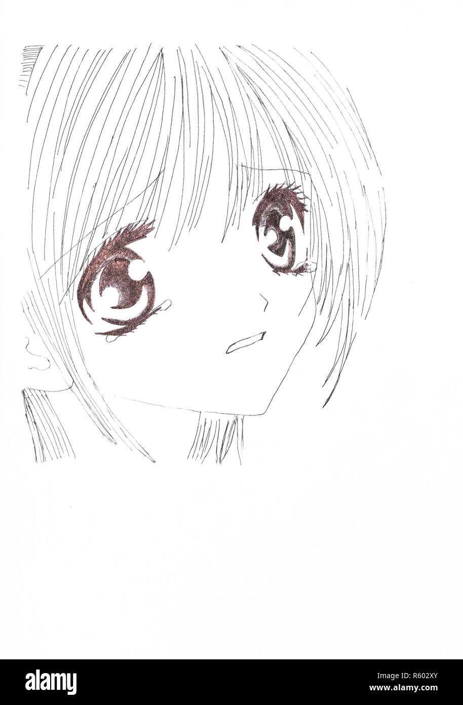 Dessin Dans Le Style De Lanime Photo Dune Jeune Fille