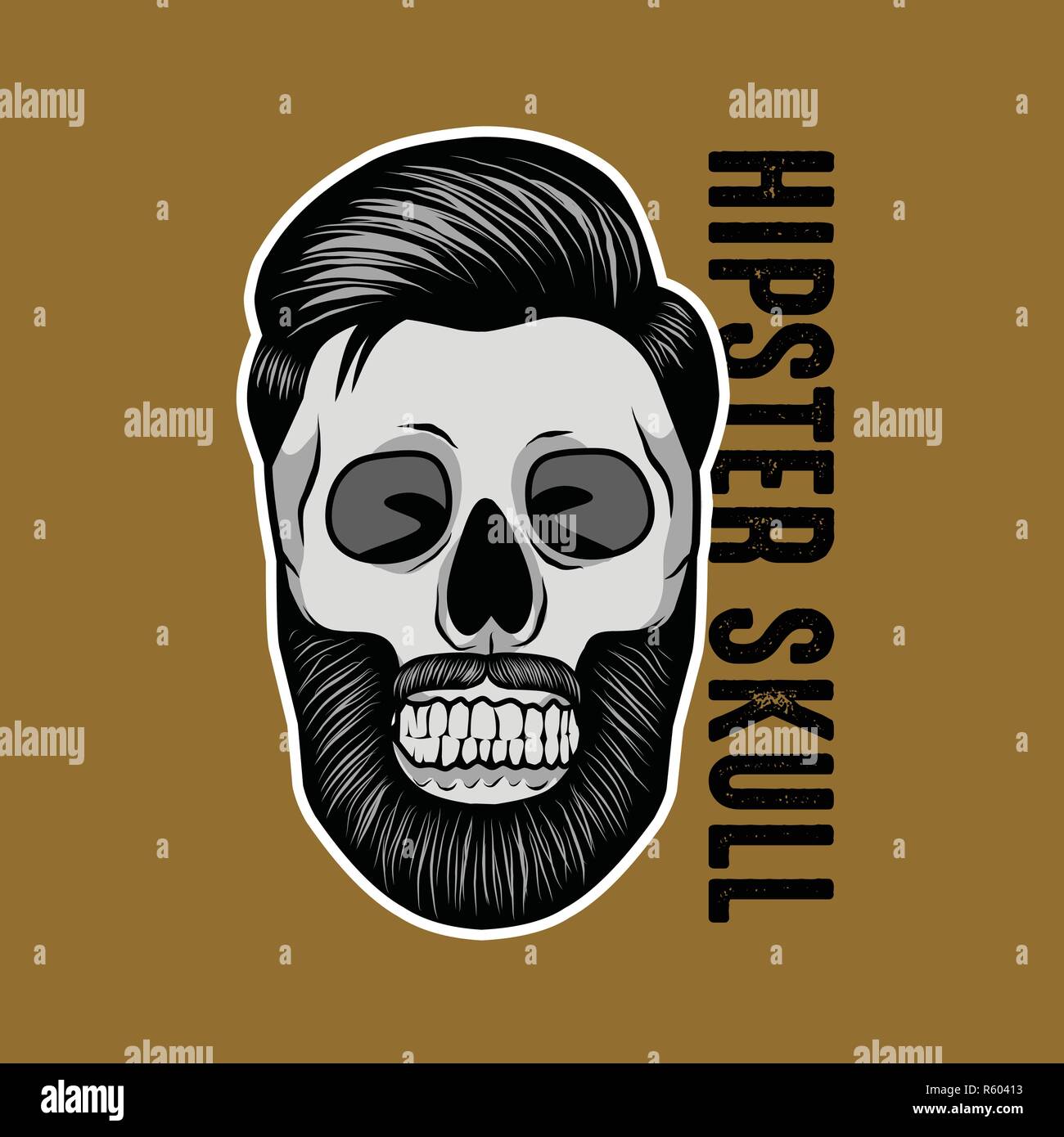 Hipster Crâne Illustration Mascot Illustration de Vecteur