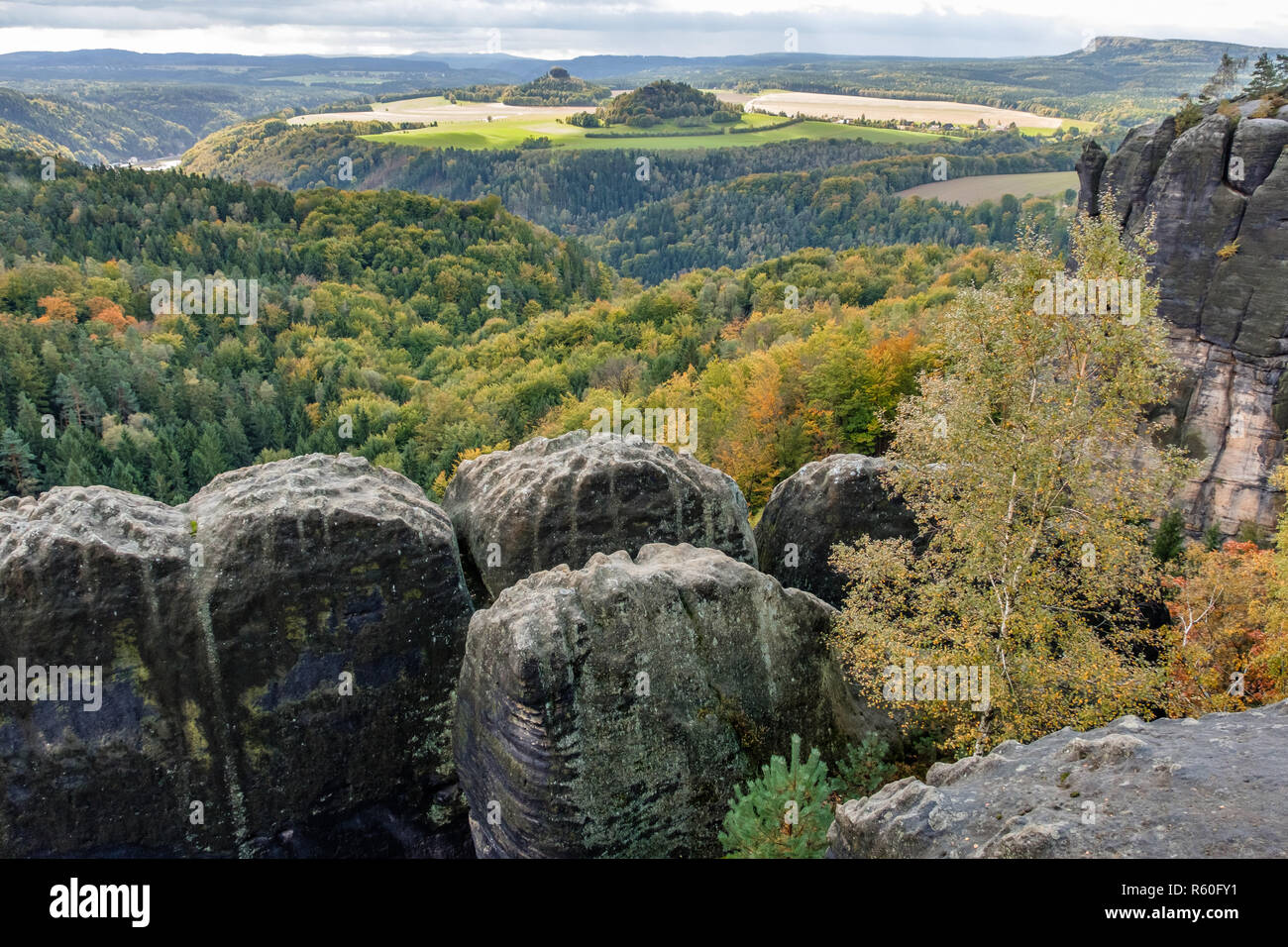 L'automne dans la région des montagnes de grès de l'elbe Bad Schandau schrammsteine Banque D'Images