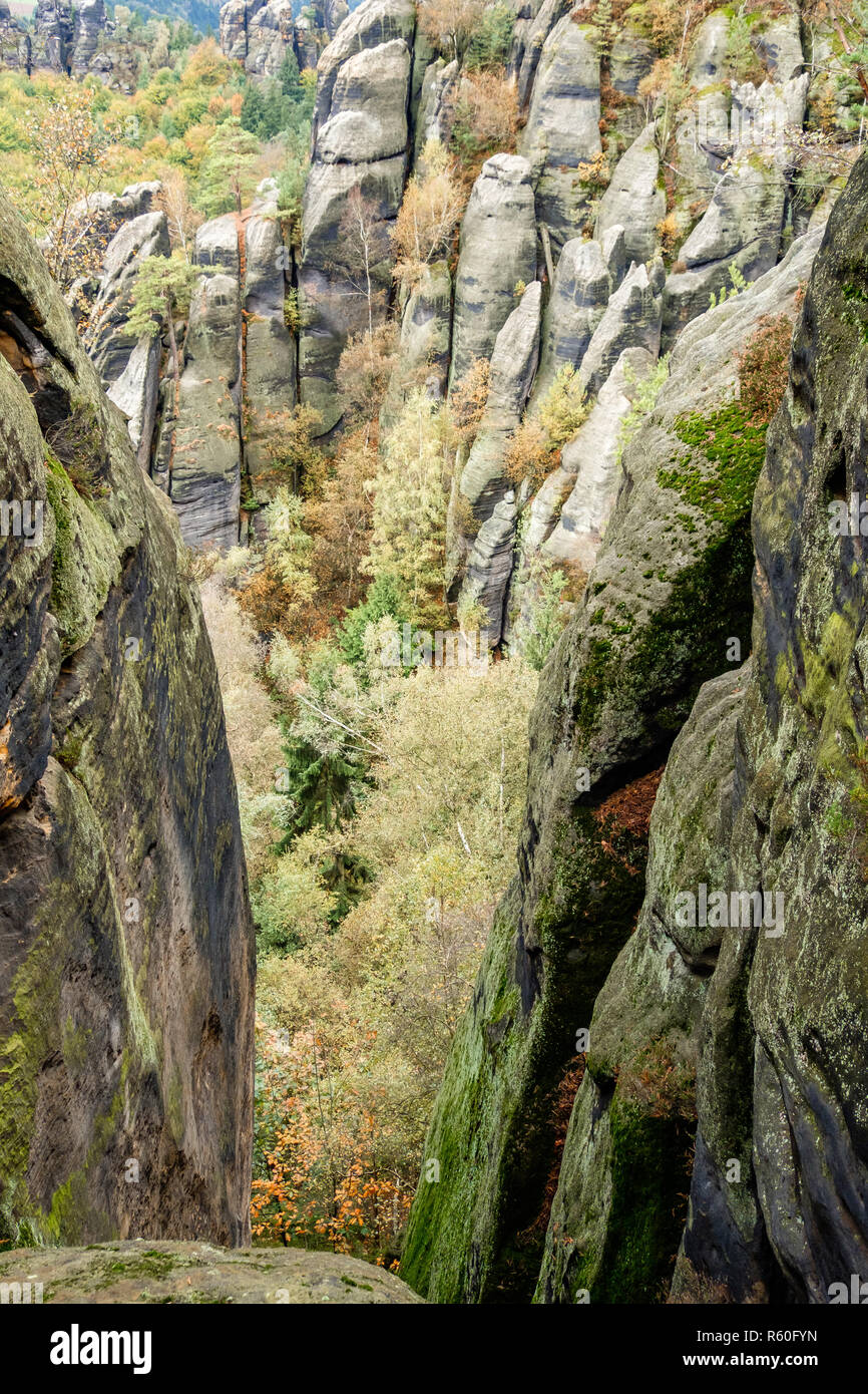 L'automne dans la région des montagnes de grès de l'elbe Bad Schandau schrammsteine Banque D'Images