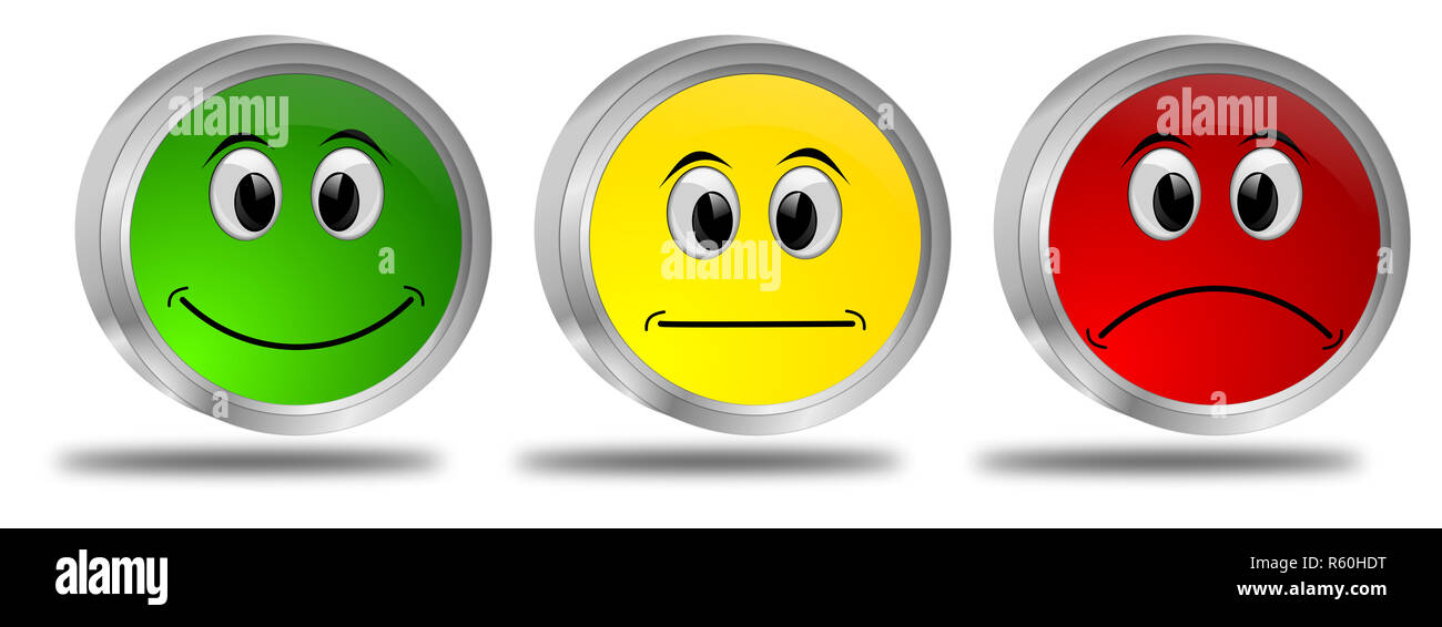 Trois boutons de vote coloré - 3D illustration Banque D'Images