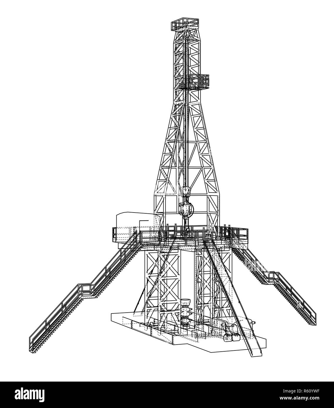 Concept de plate-forme pétrolière. 3d illustration Banque D'Images