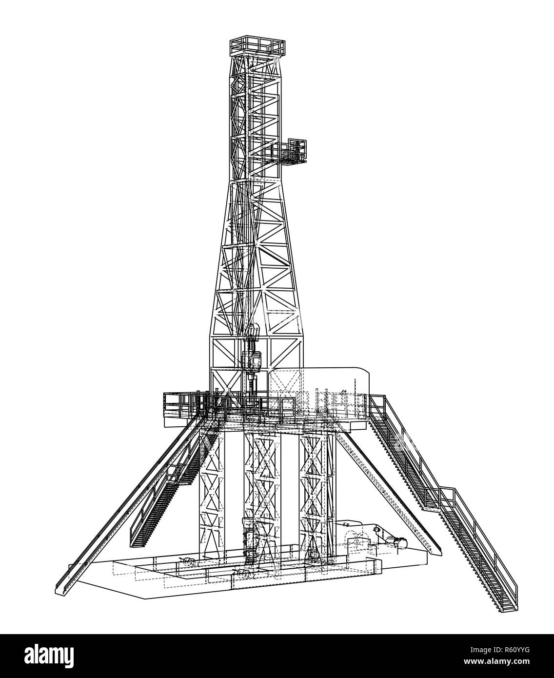 Concept de plate-forme pétrolière. 3d illustration Banque D'Images