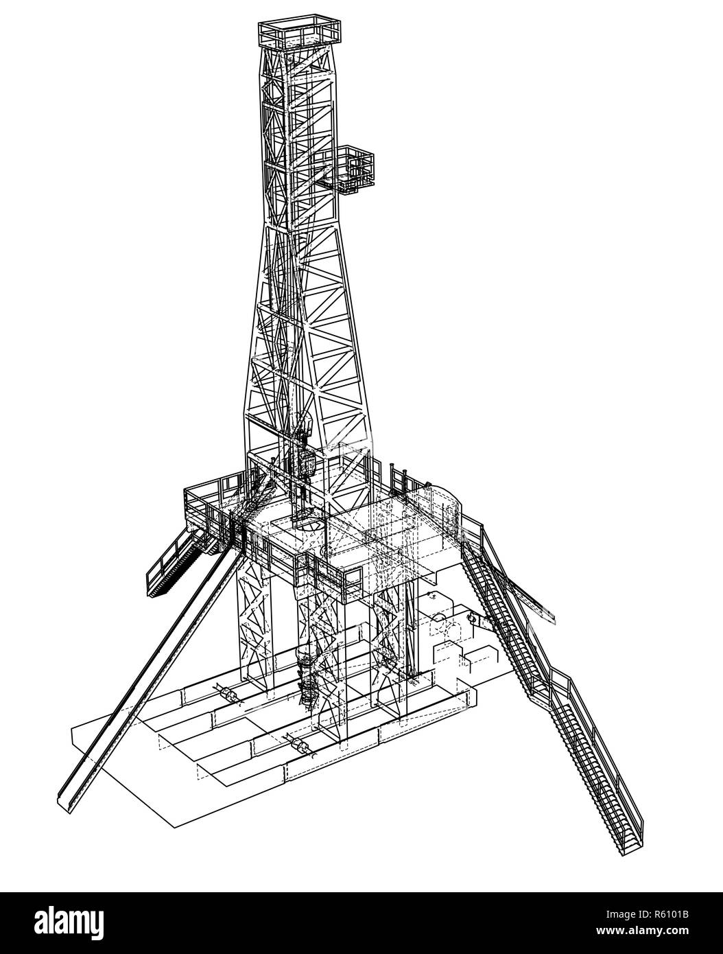 Concept de plate-forme pétrolière. 3d illustration Banque D'Images