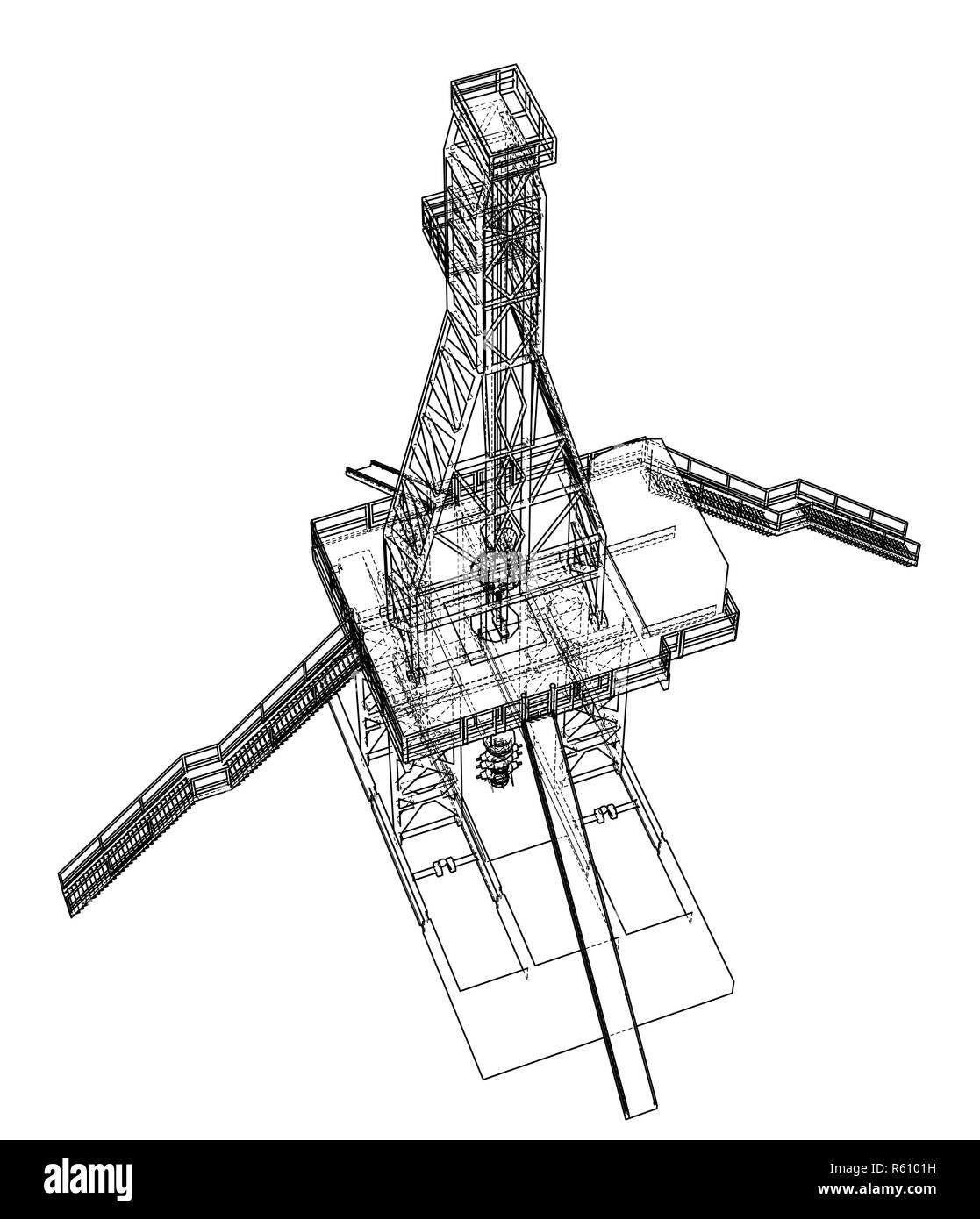 Concept de plate-forme pétrolière. 3d illustration Banque D'Images