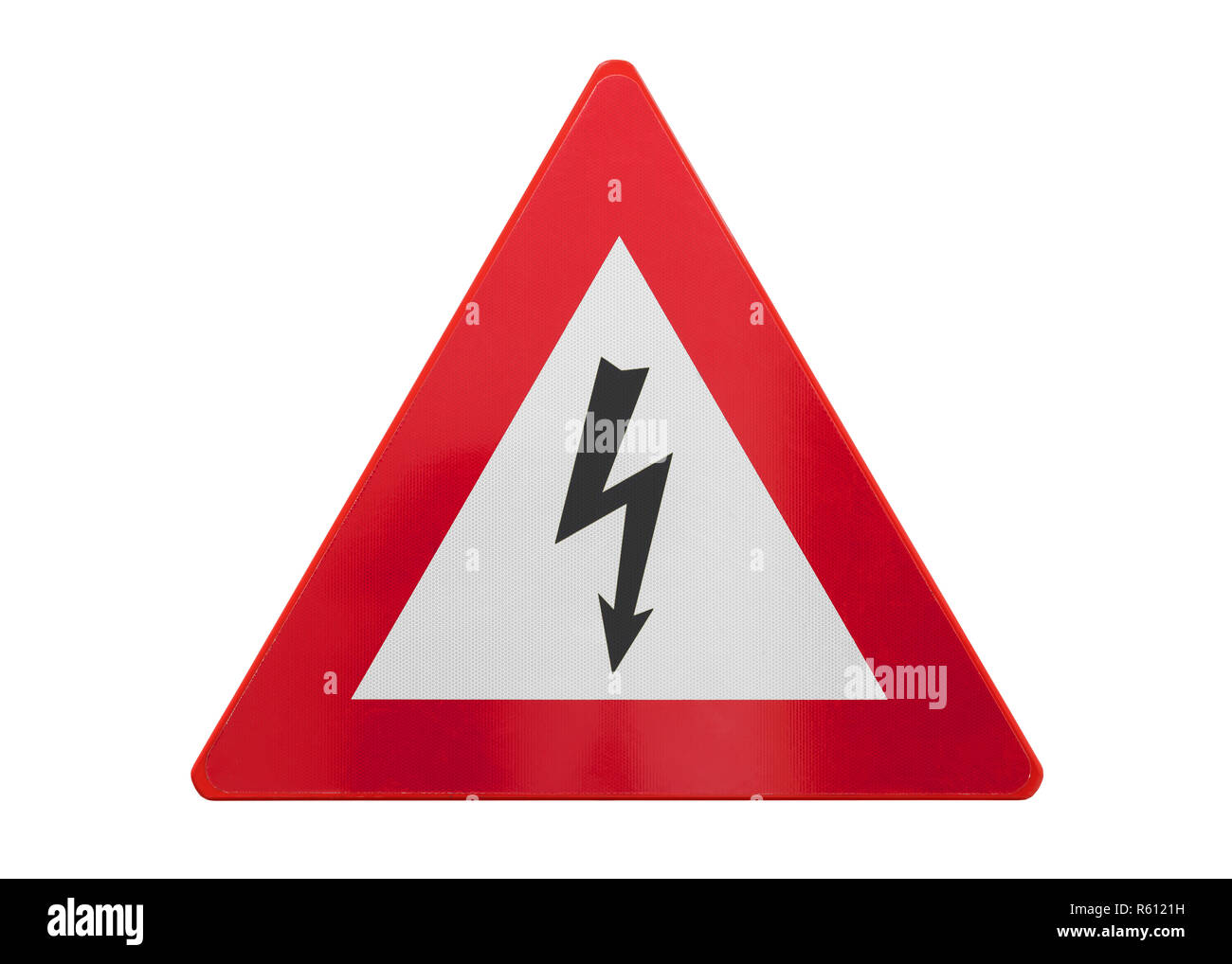 Panneau de circulation isolés - Haute tension - Isolated on white Banque D'Images