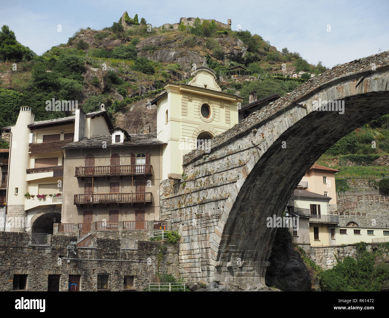 Pont Romain à Pont Saint Martin Banque D'Images