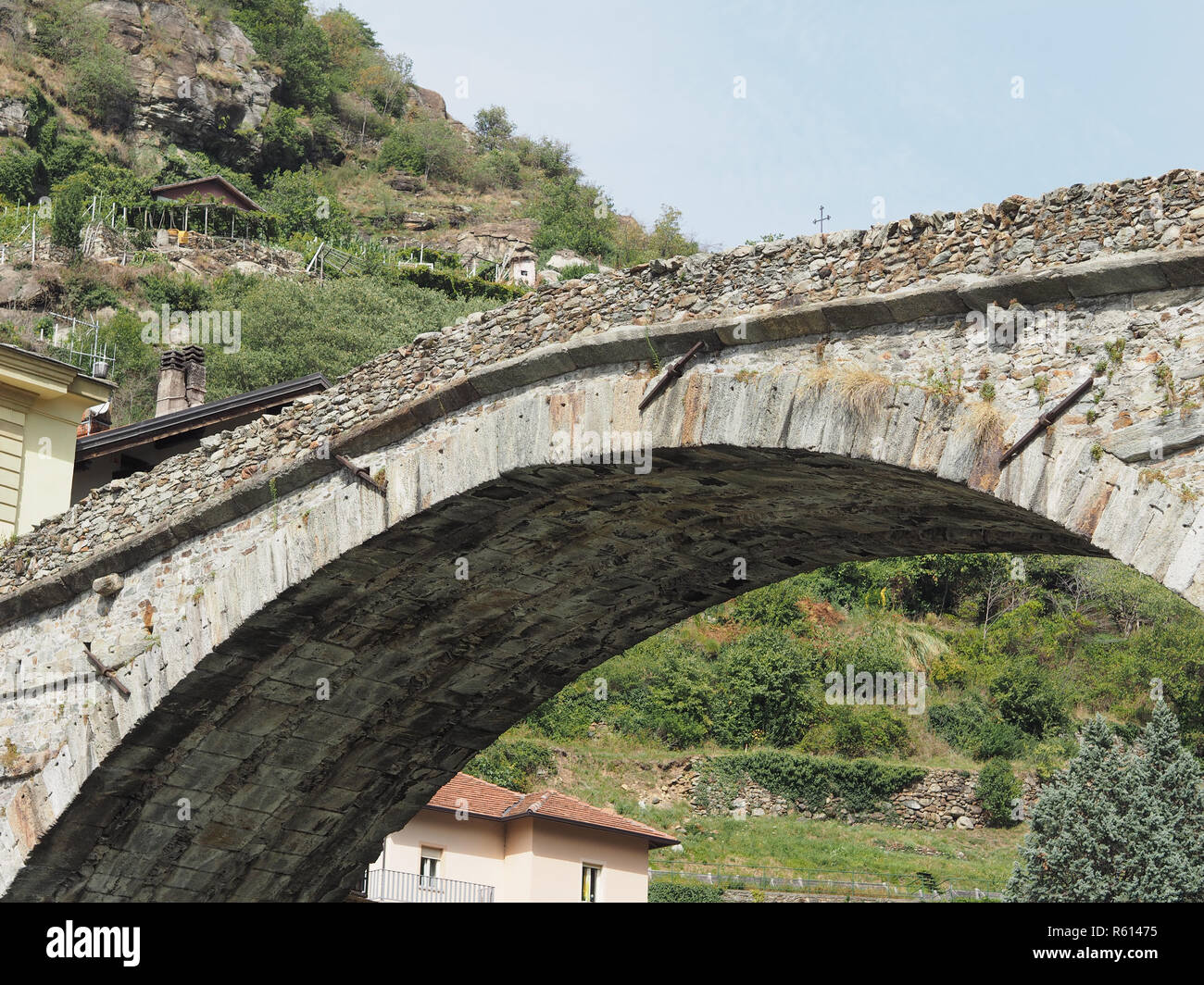Pont Romain à Pont Saint Martin Banque D'Images