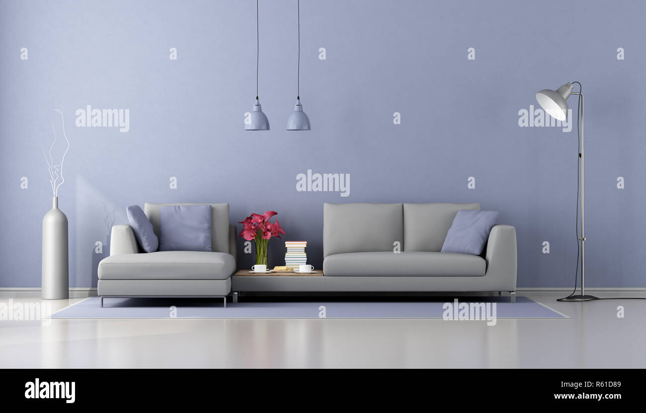 Salon avec canapé moderne minimaliste Banque D'Images