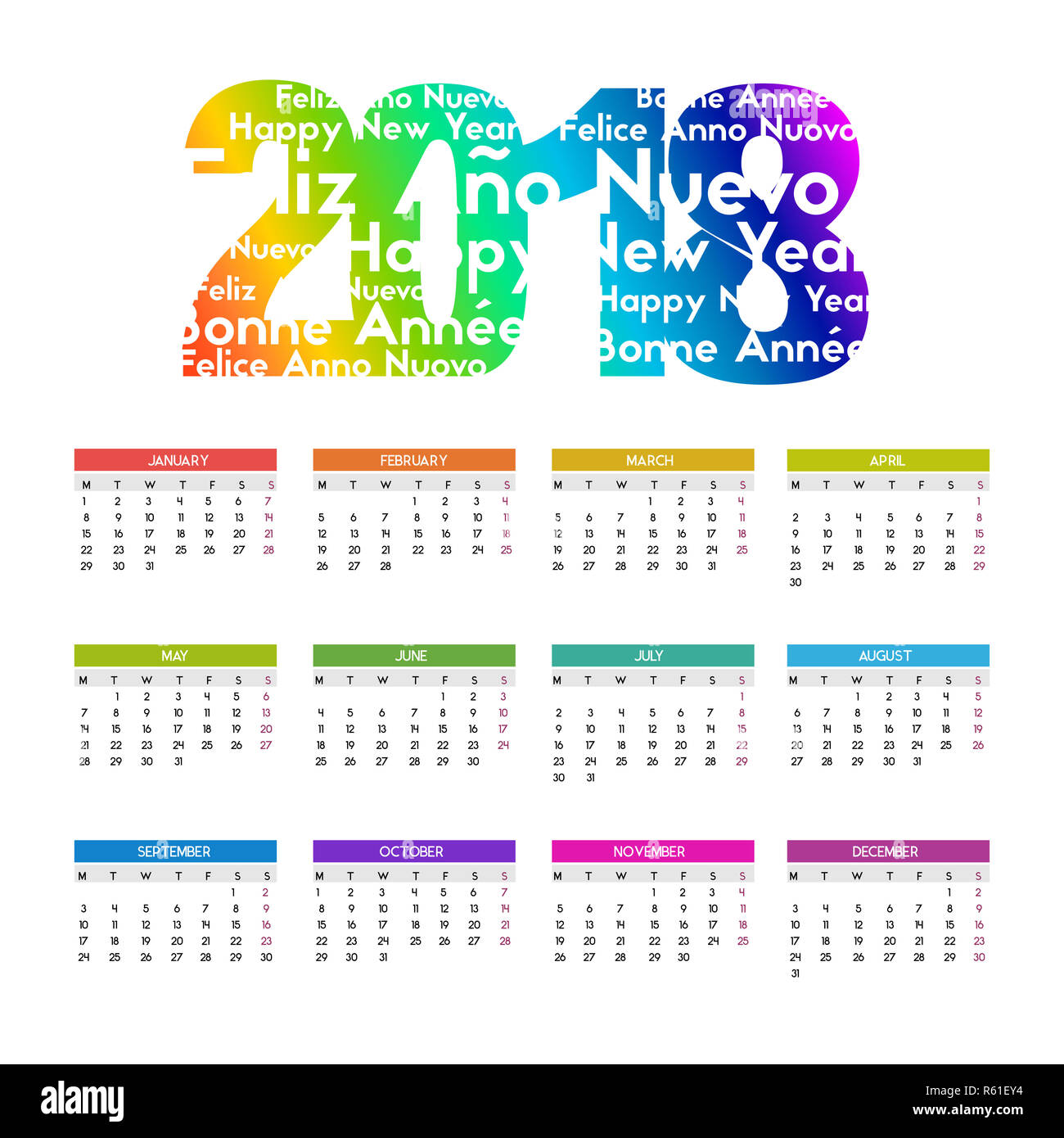 Calendrier original pour la nouvelle année - 2018 Banque D'Images