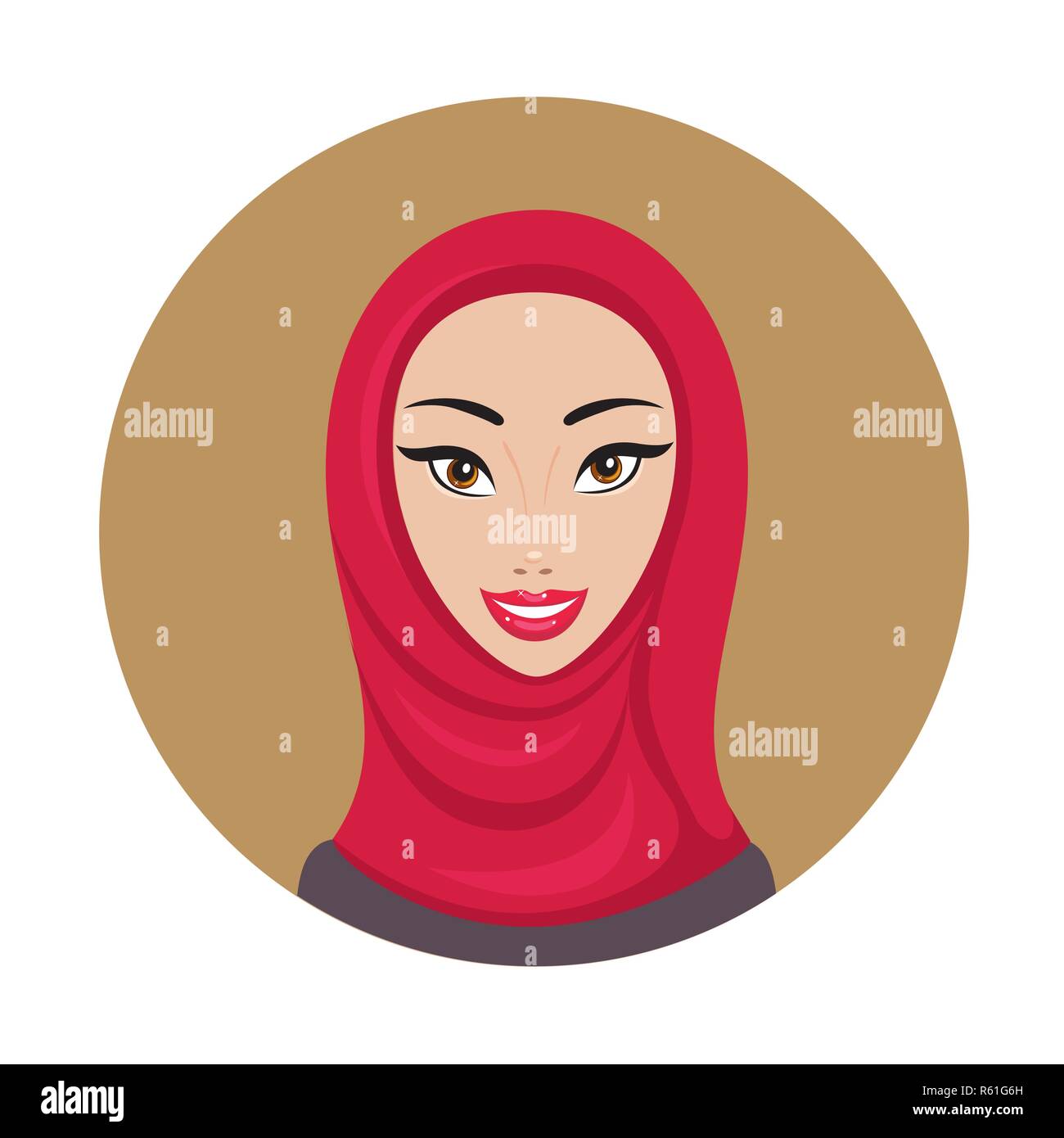 Belle jeune femme musulmane happy Girl portrait dans hijab Vector illustration Illustration de Vecteur