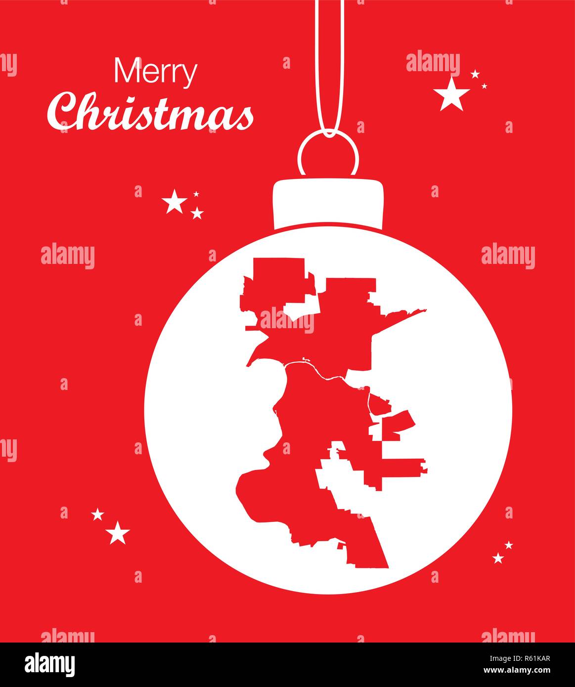 Joyeux Noël thème d'illustration avec la carte de Sacramento en Californie Illustration de Vecteur