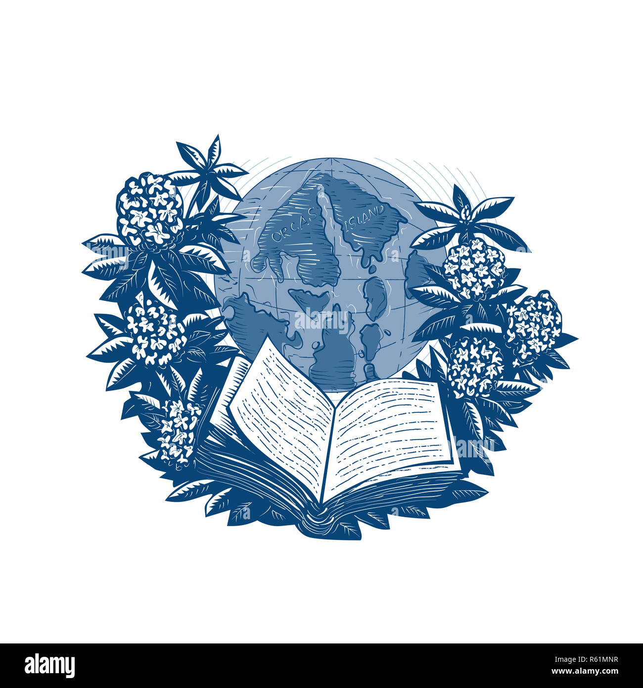 Orcas Island Map Réservez Rhododendron Dimensions Banque D'Images