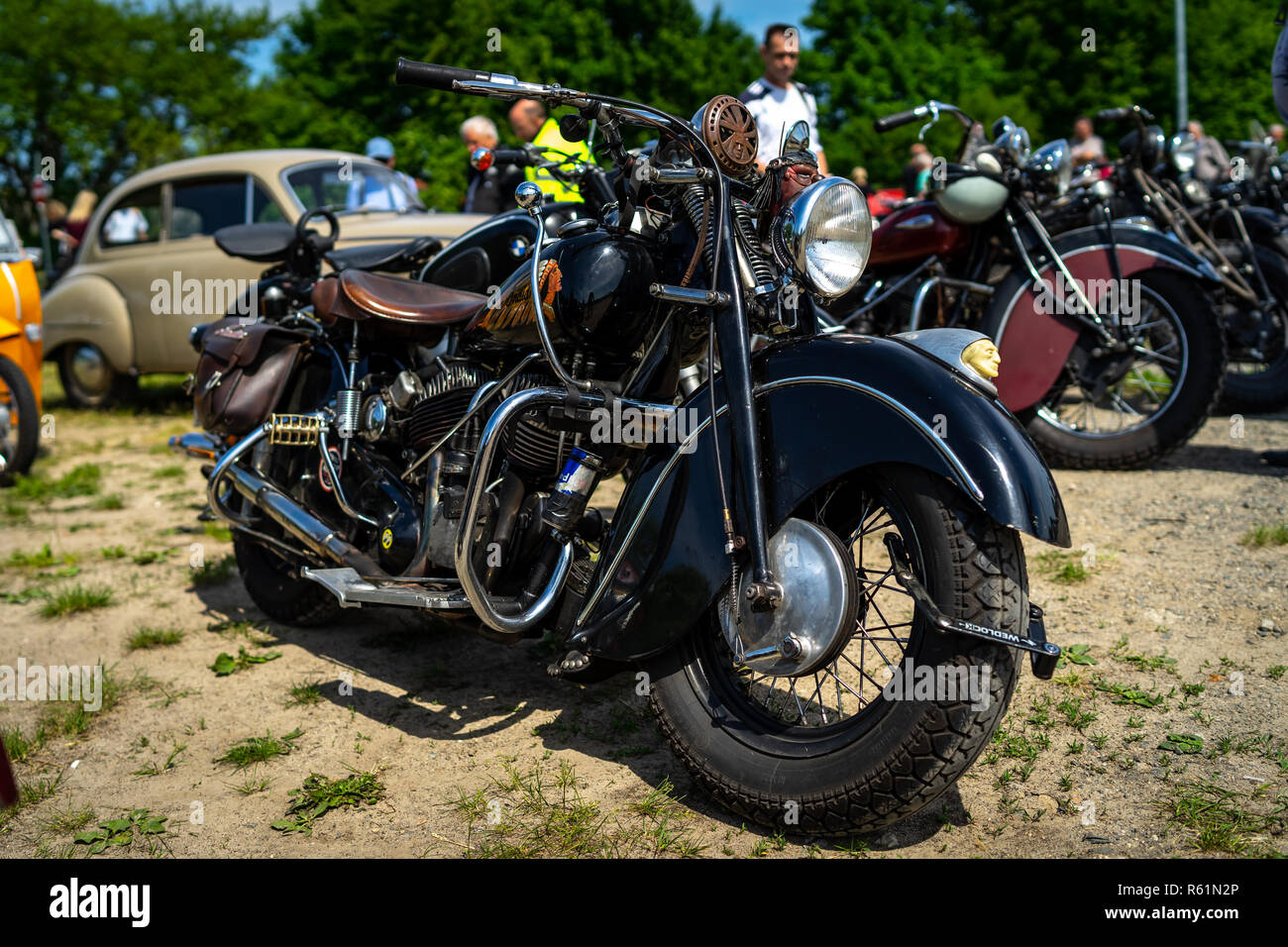 PAAREN IM GLIEN, ALLEMAGNE - le 19 mai 2018 Moto : indien, 1939. Die Oldtimer Show 2018. Banque D'Images