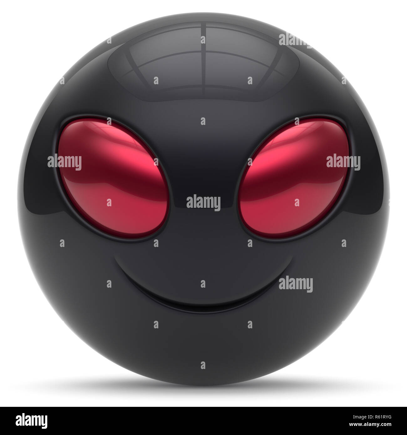 Visage Smiley emoticon cute cartoon head monster ball noir rouge avatar.  Drôle de sourire joyeux caractère envahisseur personne rire toy joy yeux c  icône Photo Stock - Alamy