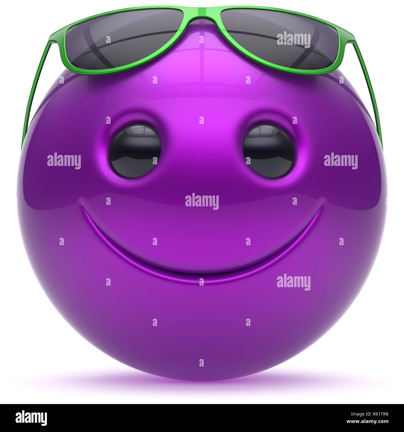 Joyeux Smiley Bleu Tete Boule Violet Dessin Anime Emoticon Sphere Sourire Heureux Mignon Decoration Lunettes De Soleil Smiling Funny Gaie Rire Joie Ch Photo Stock Alamy