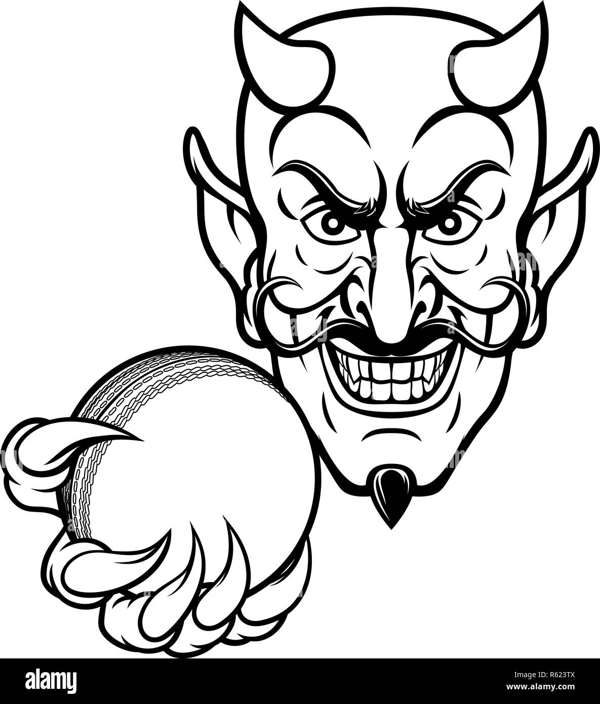 Devil Sports Cricket Mascot Illustration de Vecteur