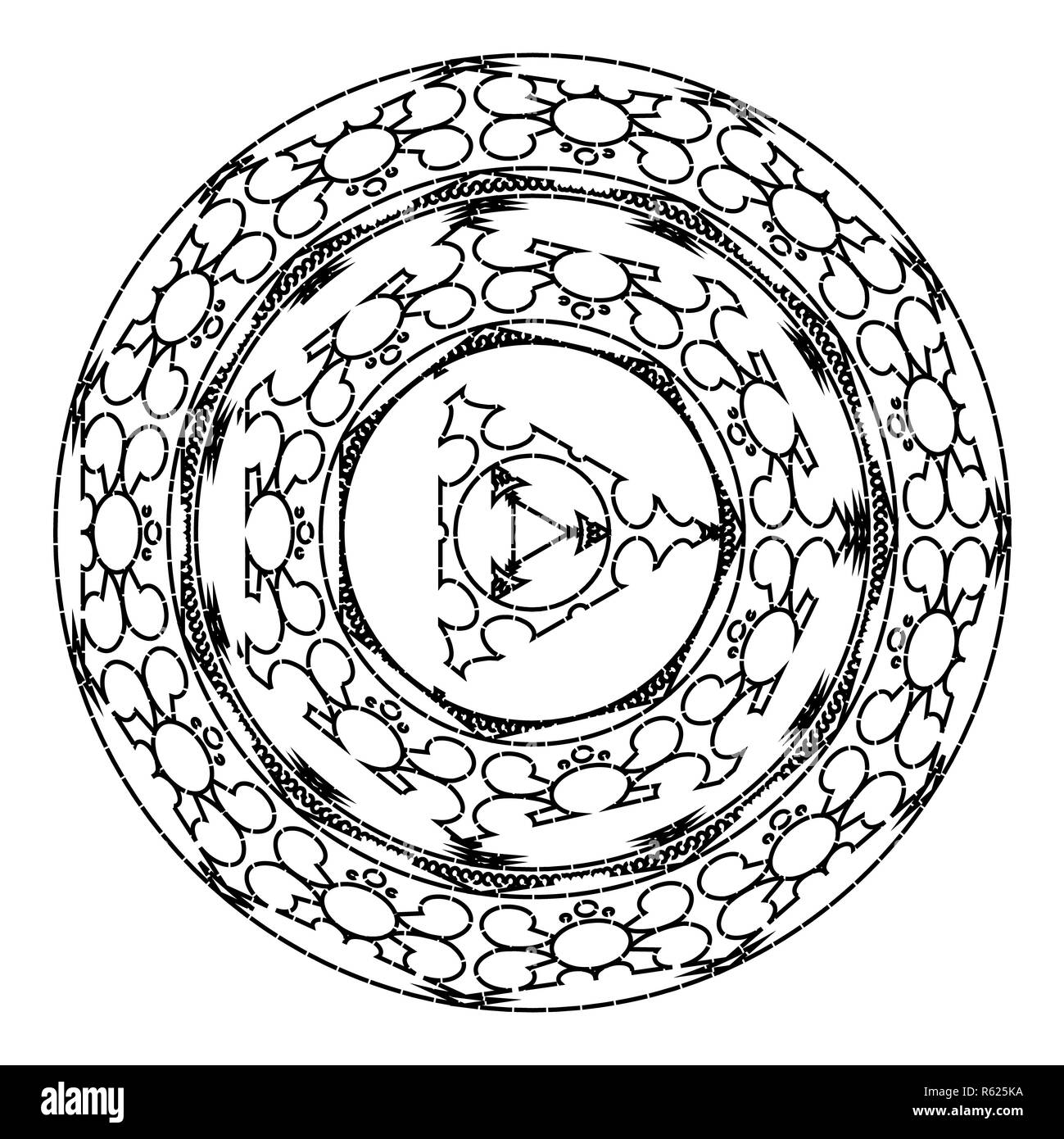 Mandalas pour livre à colorier. Noir et blanc décoration ornement Contour rond. Forme de fleur inhabituelle. Vecteur oriental et des modes de thérapie anti-stress Banque D'Images