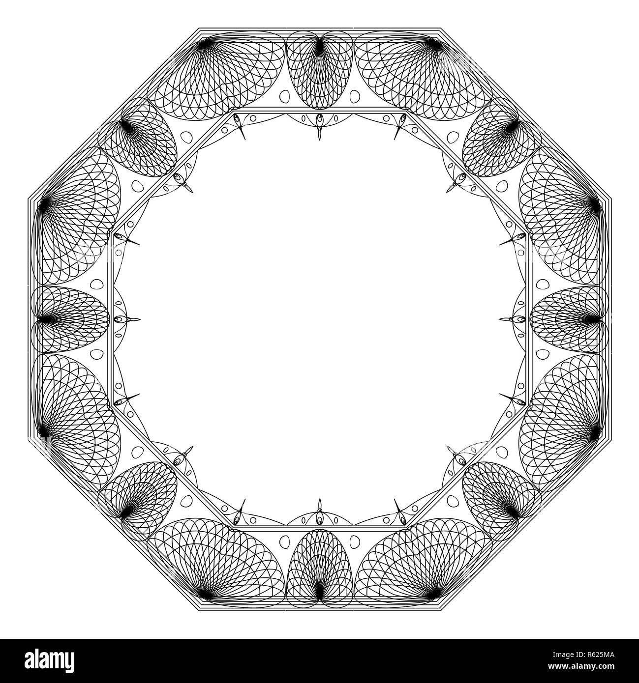 Mandalas pour livre à colorier. Noir et blanc décoration ornement Contour rond. Forme de fleur inhabituelle. Vecteur oriental et des modes de thérapie anti-stress Banque D'Images