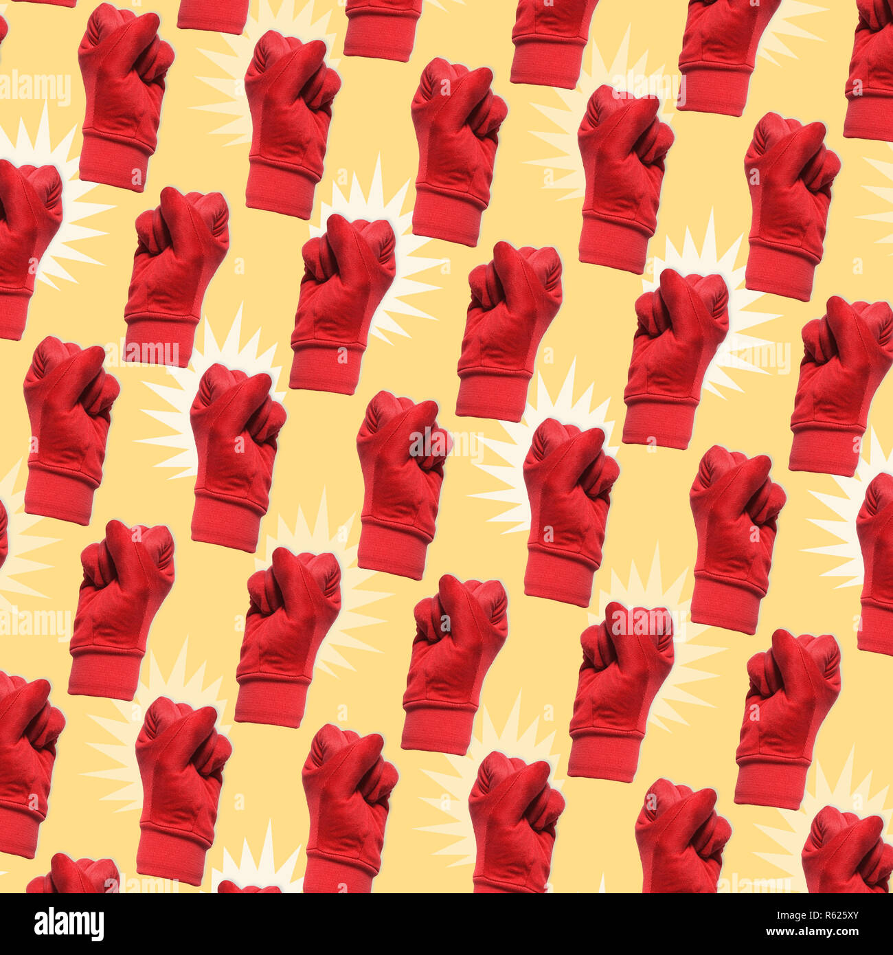 Motif géométrique faite avec des signes des mains rouges Banque D'Images