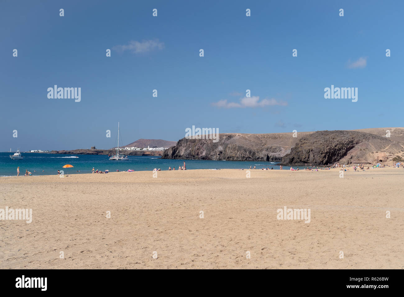 Plage (Playa Mujeres Mujeres), plages de Papagayo, Lanzarote, îles Canaries, Espagne Banque D'Images