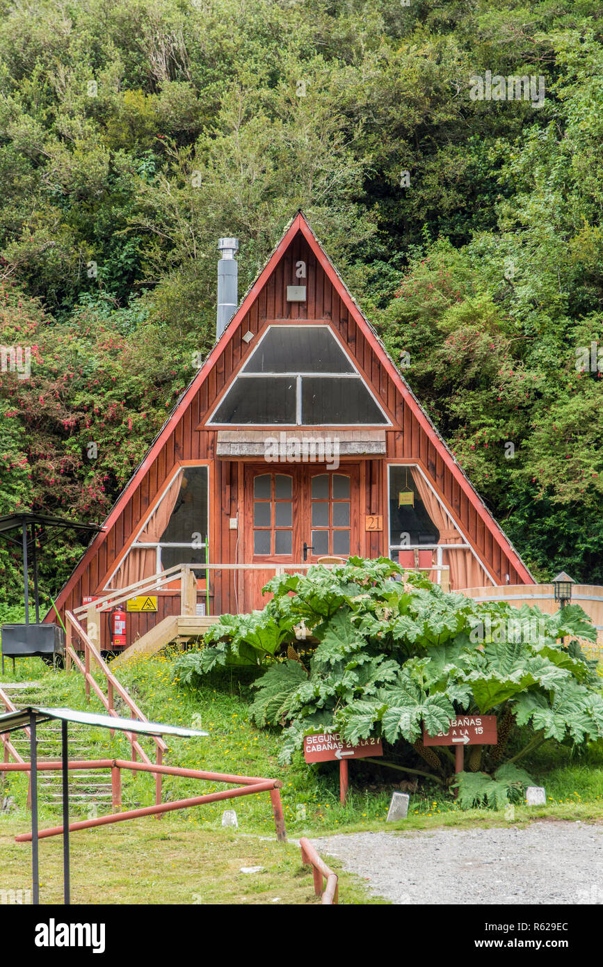 Maison de vacances dans le spa Puyehue en Patagonie chilienne Banque D'Images