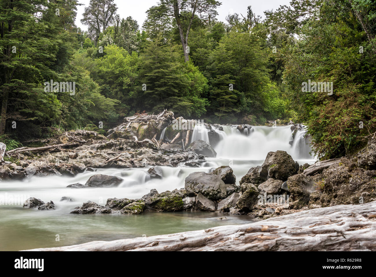 La cascade de Los Novios dans le parc national Puyehue en Patagonie chilienne Banque D'Images