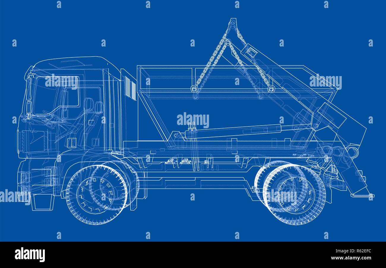 Concept de camion à ordures. 3d illustration Banque D'Images