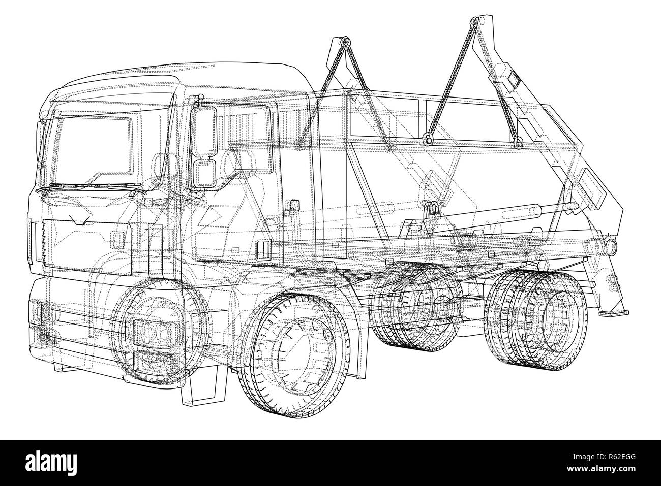 Concept de camion à ordures. 3d illustration Banque D'Images