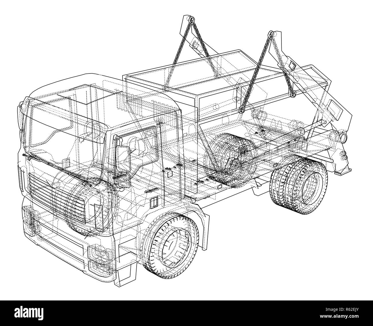 Concept de camion à ordures. 3d illustration Banque D'Images