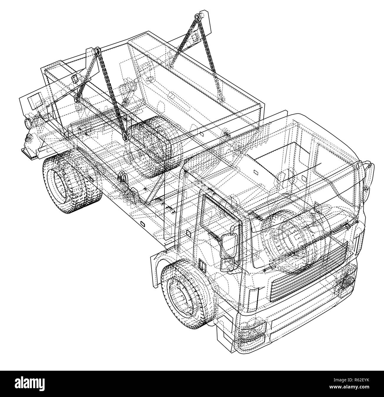 Concept de camion à ordures. 3d illustration Banque D'Images