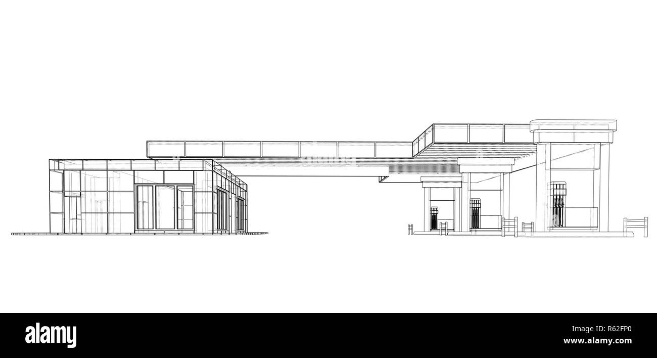 Station d'essence. 3d illustration Banque D'Images