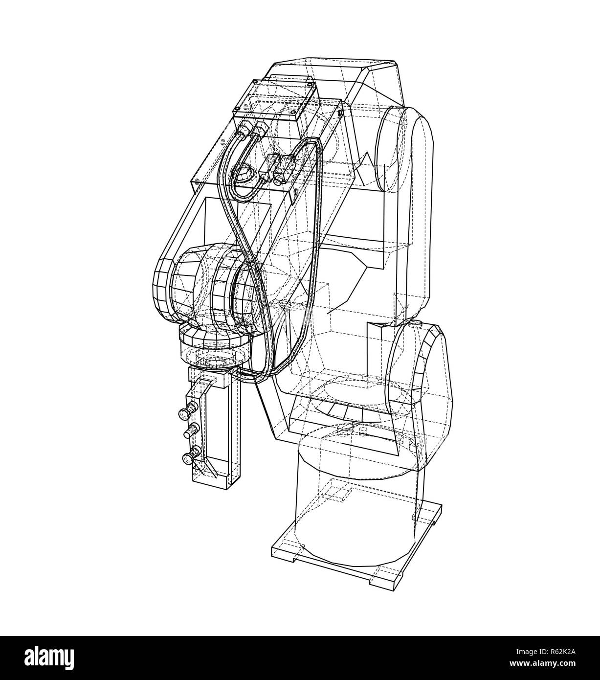 Contour 3D bras robotique. 3d illustration Banque D'Images