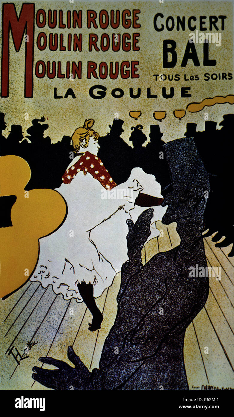 Moulin Rouge La Goulue : - 1891 - 191x117 cm - couleur. Auteur : TOULOUSE-LAUTREC, HENRI DE. Lieu : Musée Toulouse Lautrec. ALBI. La France. Banque D'Images