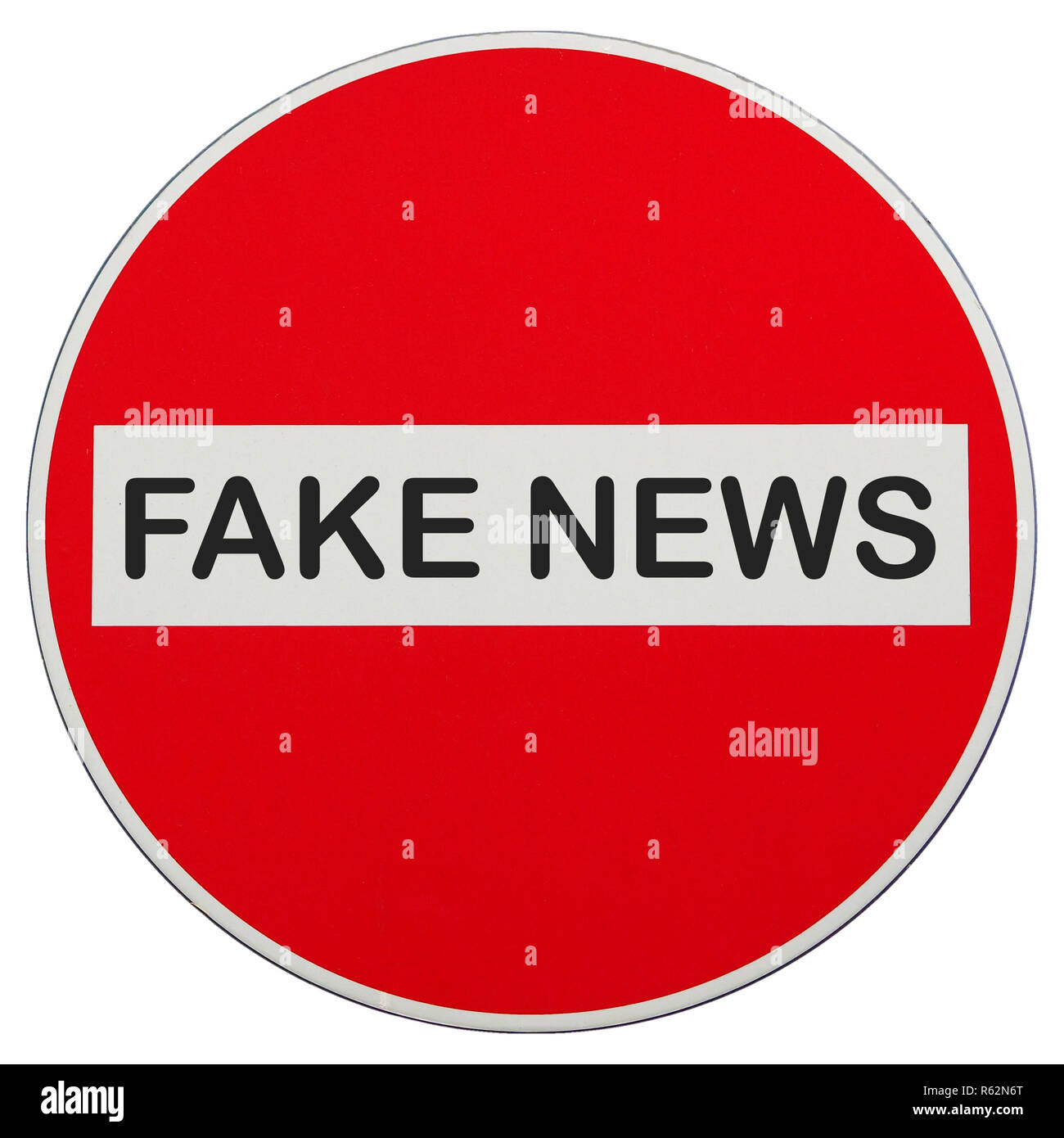 Faux Stop news no entry sign isolated over white Banque D'Images