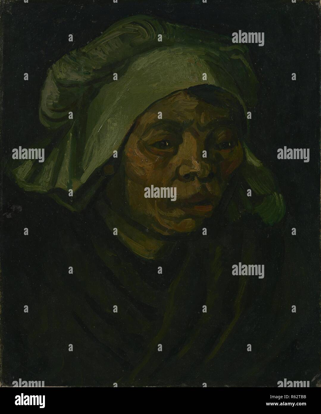 Tête de femme. Date : mars 1885, Nuenen. Dimensions : 42,2 cm x 34,8 cm, 58,5 cm x 51 cm. Musée : Musée Van Gogh, Amsterdam. Auteur : VAN GOGH, Vincent. VINCENT VAN GOGH. Banque D'Images