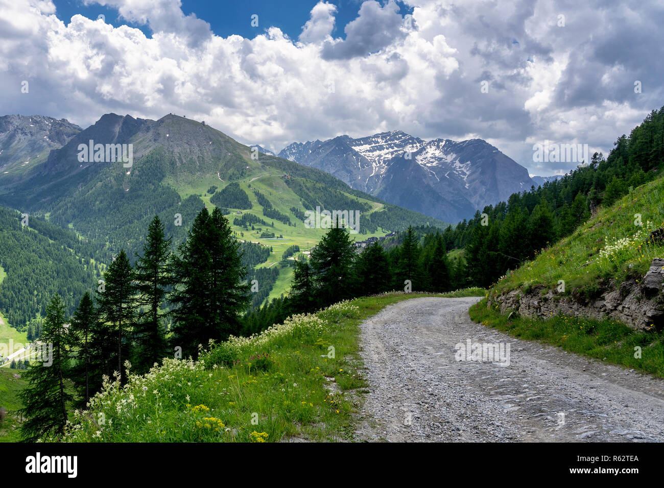 Paysage de montagne le long de la route de Colle dell'Assietta et Colle  delle Finestre, Turin, Piémont, Italie, à l'été Photo Stock - Alamy
