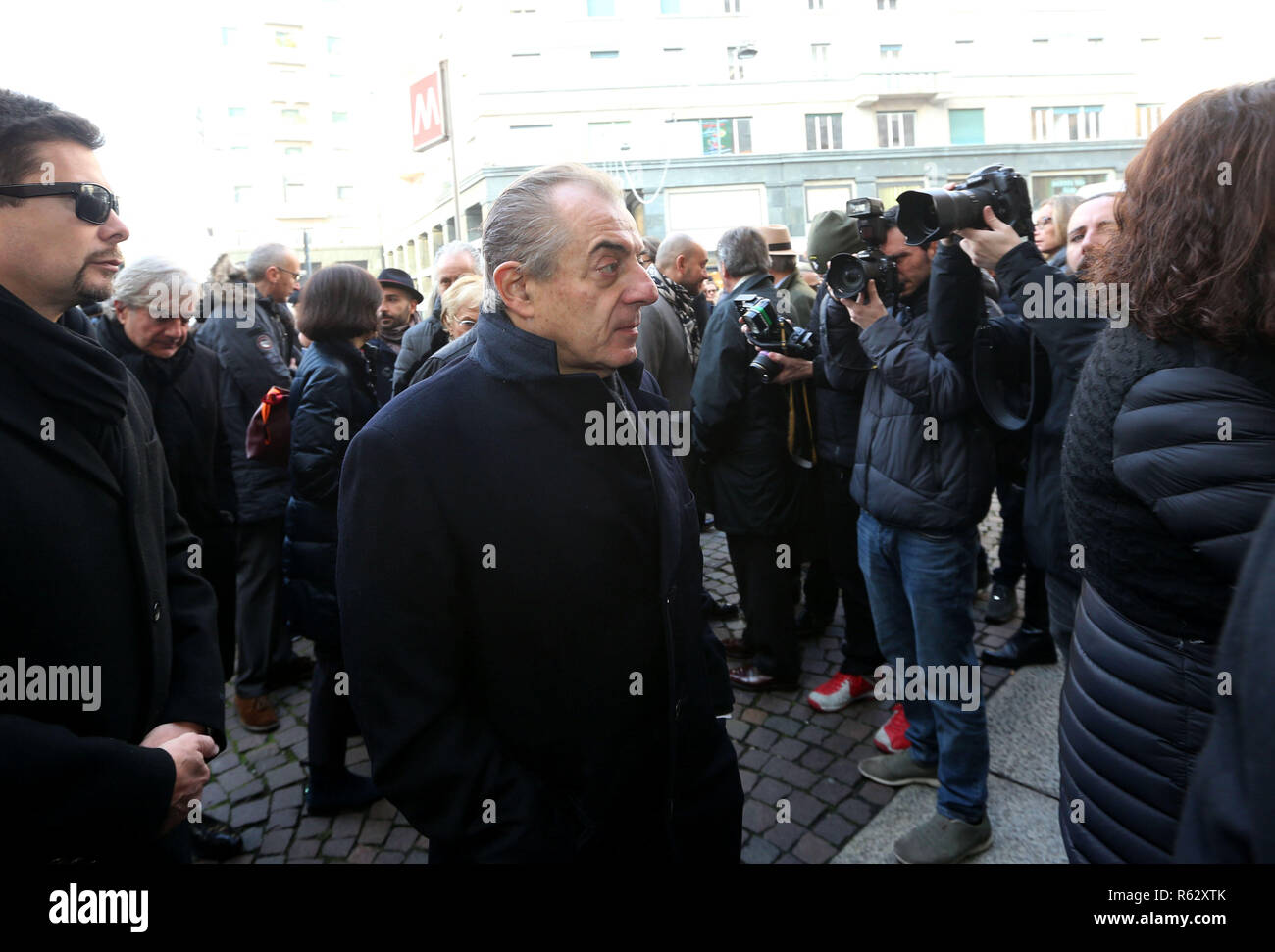 Foto LaPresse - Stefano Porta 03/12/2018 Milano ( mi ) Cronaca Funerali di Sandro Mayer à San Babila Nella foto : Andrea Biavardi Banque D'Images