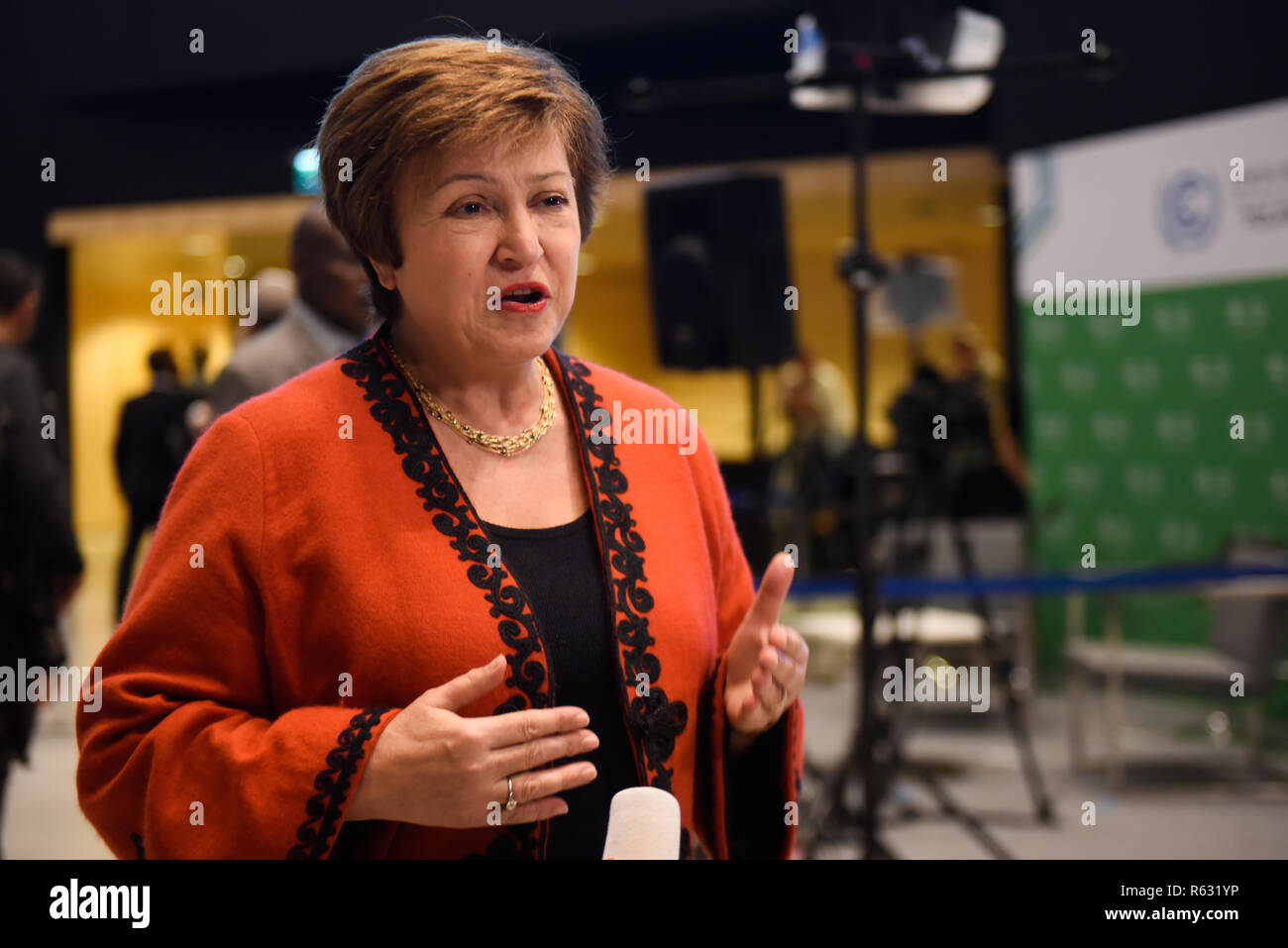 Katowice, Pologne. 19Th Mar, 2018. Kristalina Georgieva, Directrice générale de la Banque mondiale vu parler pendant une entrevue lors de la COP24 Conférence des Nations Unies sur les changements climatiques 2018. Credit : Omar Marques/SOPA Images/ZUMA/Alamy Fil Live News Banque D'Images