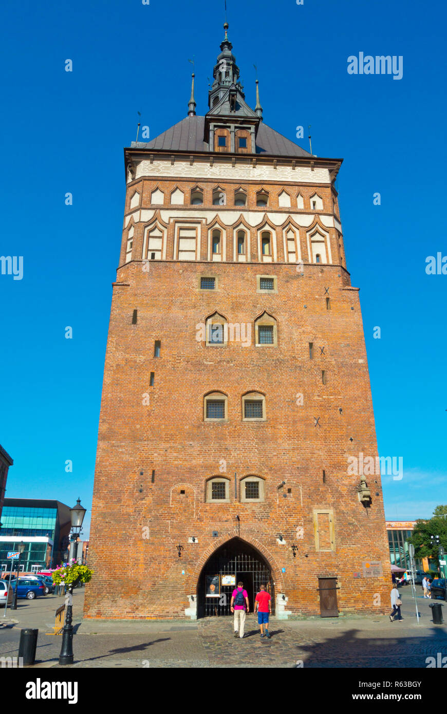 La porte avant, Targ Weglowy, maisons Muzeum Bursztynu, le Musée de l'Ambre, Gdansk, Pologne Banque D'Images