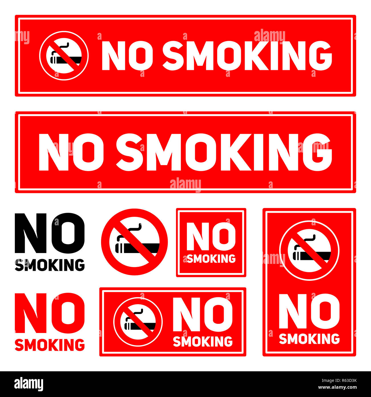 Les étiquettes non fumeur situé sur un fond blanc illustration vectorielles eps10 Banque D'Images