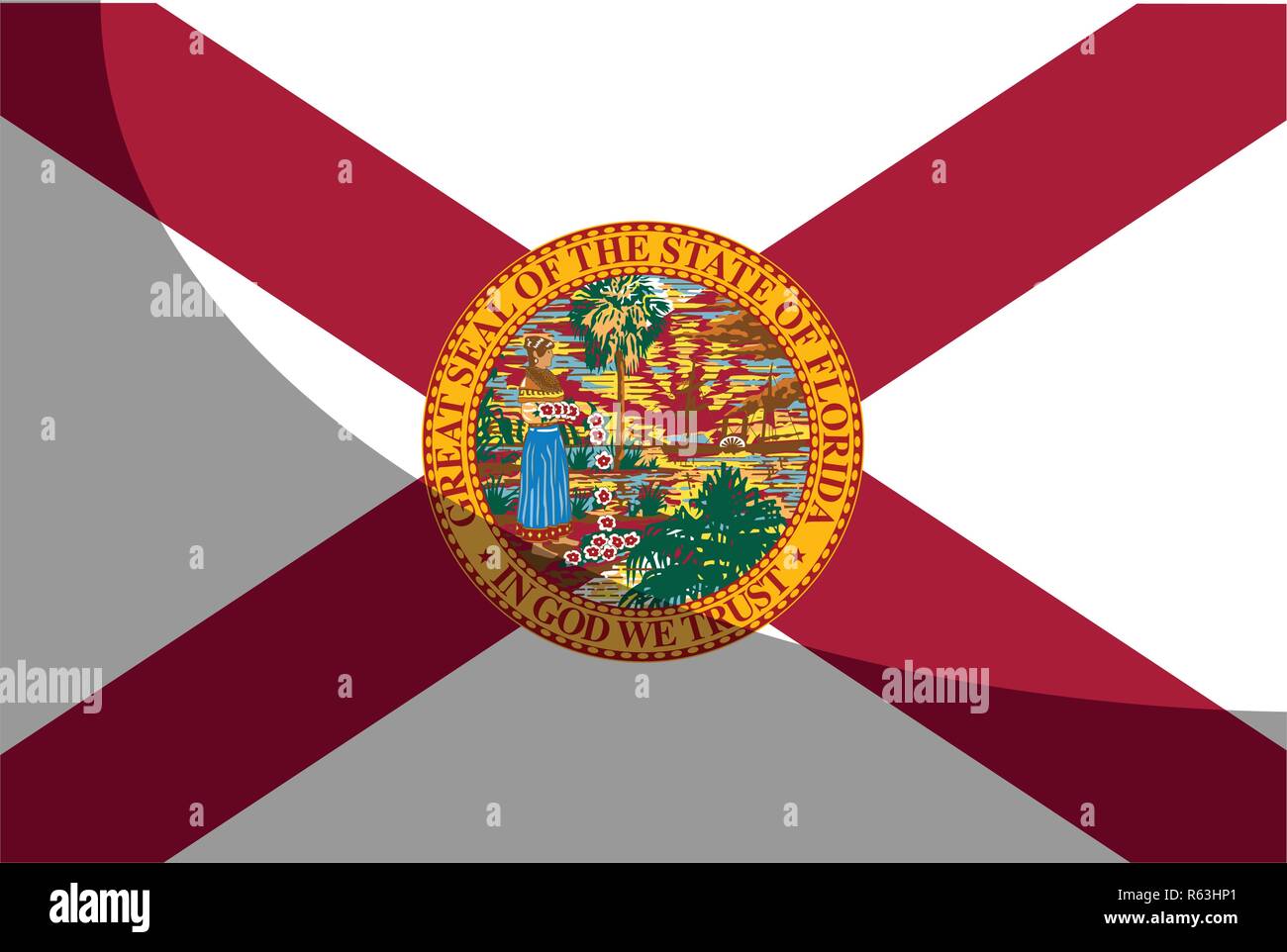 Le drapeau de l'état de Floride USA avec ombre Illustration de Vecteur Le drapeau de l'état de Floride USA avec ombre Illustration de Vecteur