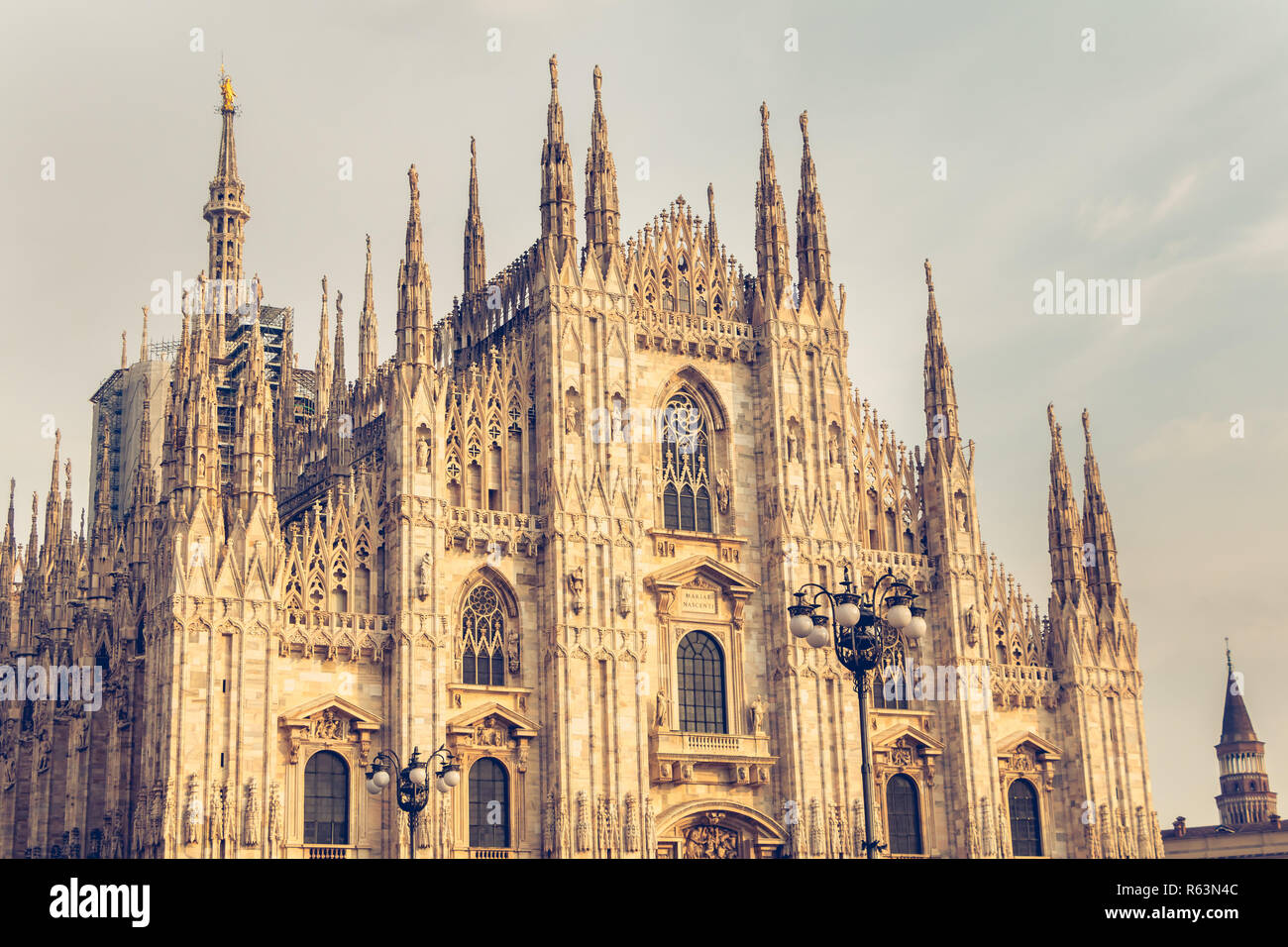 Détail de la façade de la cathédrale de Milan Banque D'Images