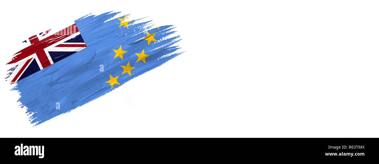 Drapeau peint des brosses. Le style dessiné à la main de Tuvalu drapeau isolé sur fond blanc avec place pour le texte. Banque D'Images