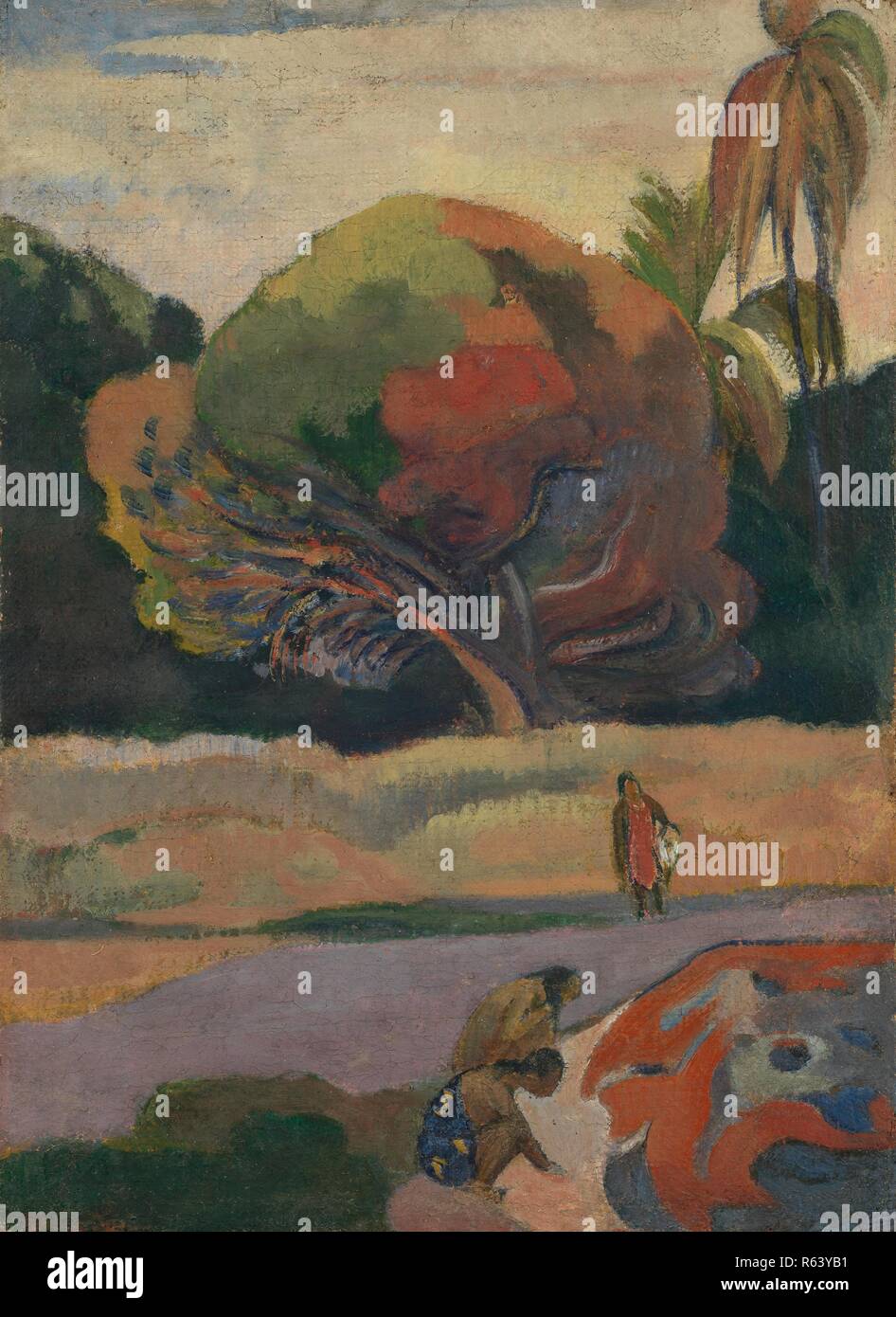 Les femmes sur les rives de la rivière. Date : 1892, Tahiti. Dimensions : 43,5 cm x 31,4 cm, 54,2 cm x 42,2 cm. Musée : Musée Van Gogh, Amsterdam. Auteur : GAUGUIN, PAUL. PAUL GAUGUIN. Banque D'Images