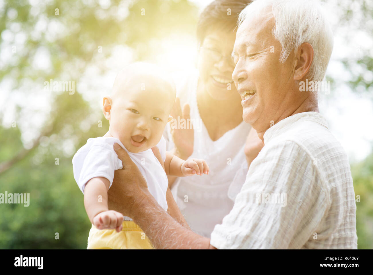 Grand-père, la grand-mère et petit-enfant portrait. Banque D'Images
