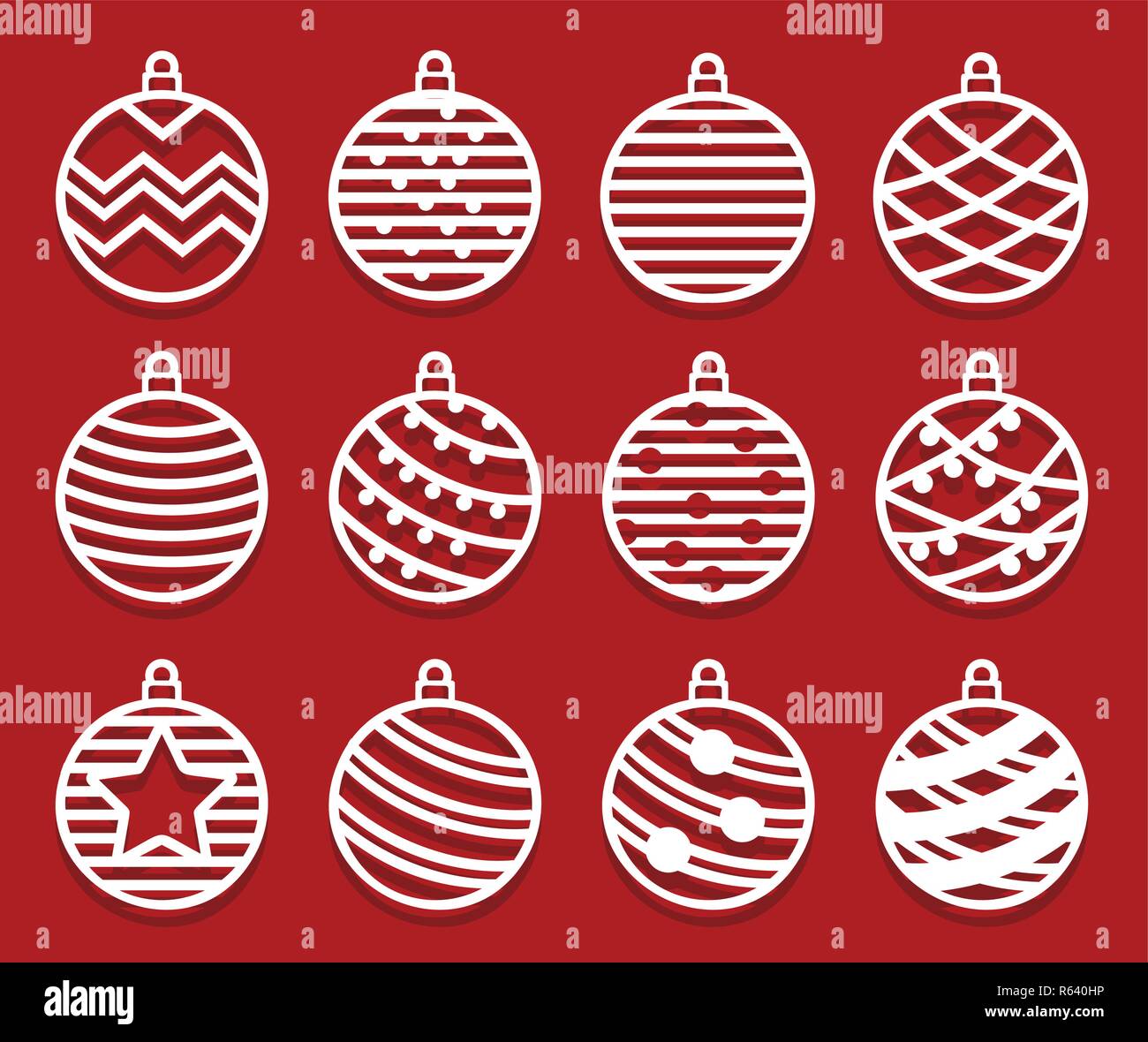 Des boules de Noël pour la découpe laser. Carte de Nouvel An. Anglais  abstract simple des formes. Ensemble d'icônes Image Vectorielle Stock -  Alamy