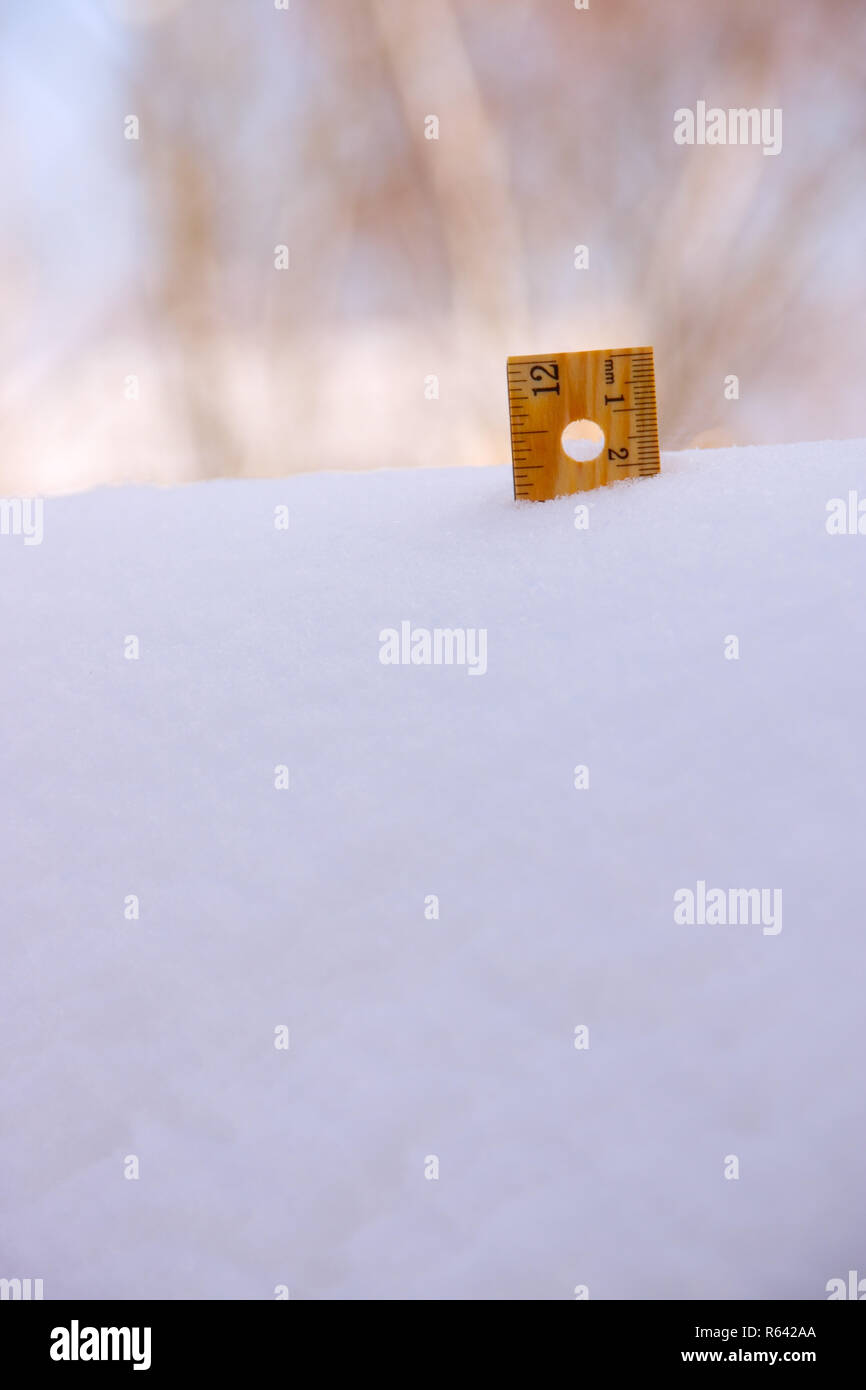 En règle de 12 pouces de neige coin supérieur droit Banque D'Images