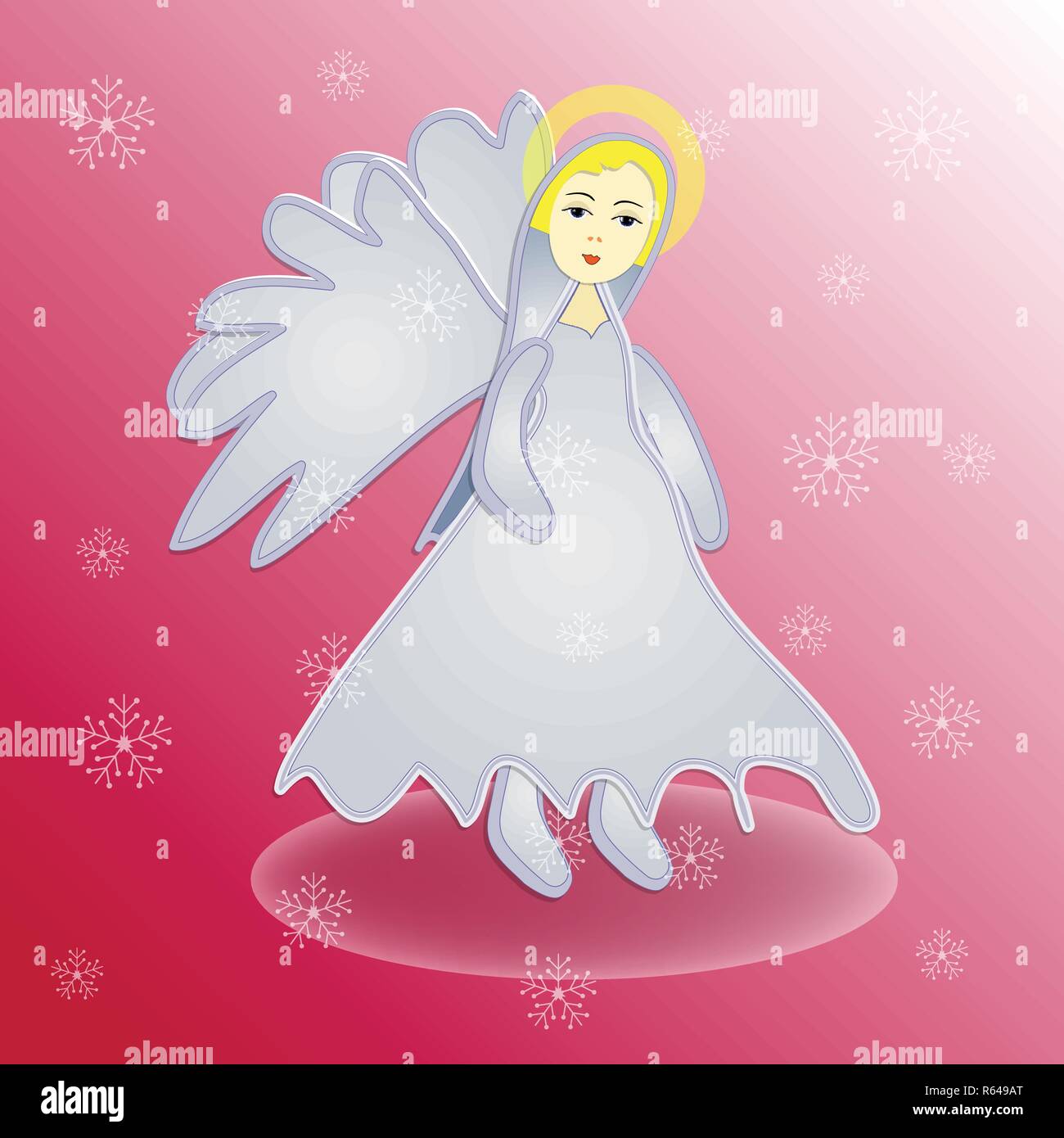 Ange de Noël symbole de l'icône du design. Vector illustration de Noël avec des flocons de neige. Angel silhouette. Illustration de Vecteur