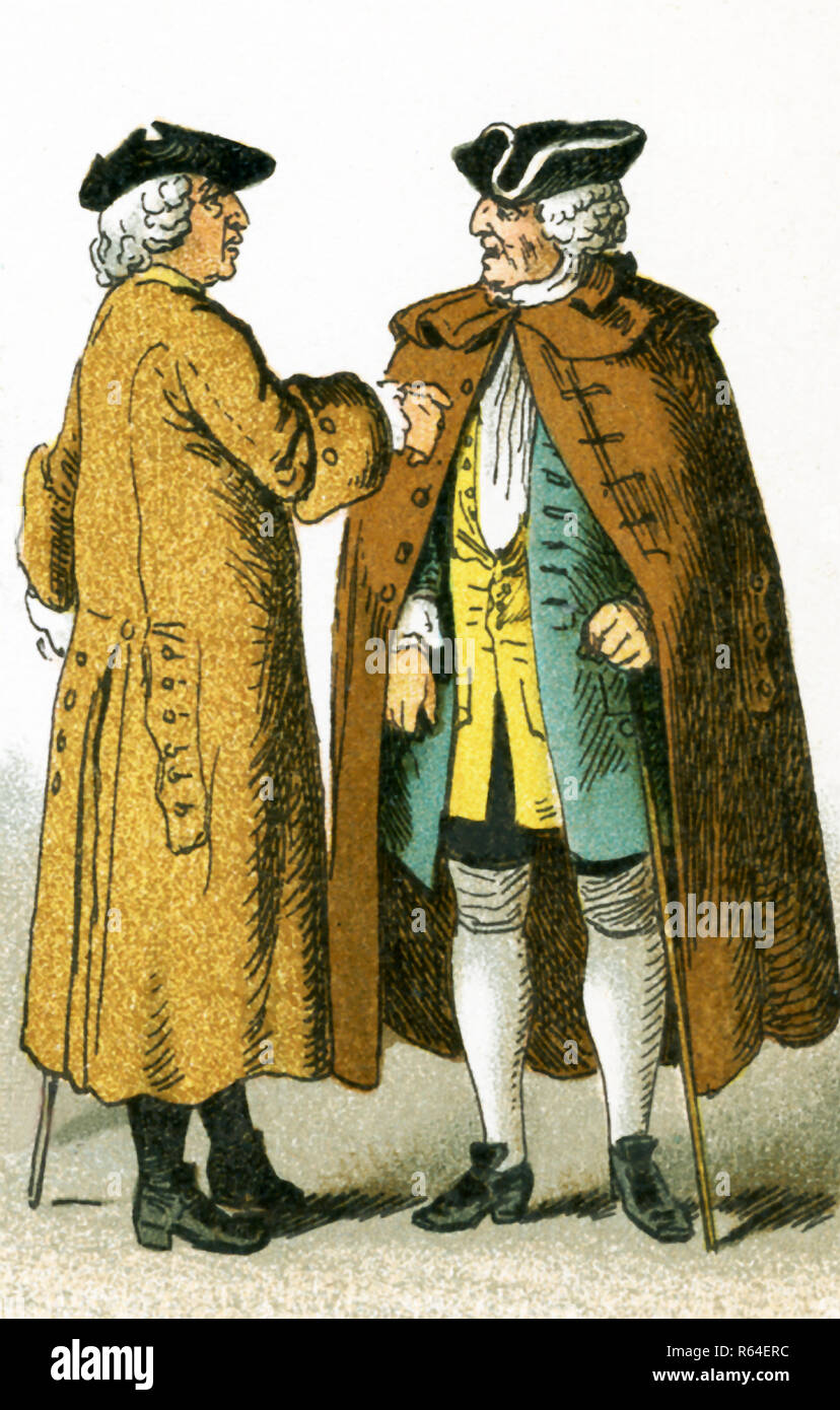 Les chiffres photo ici sont les Allemands en 1700. Ils sont, de gauche à droite : deux citoyens. Cette illustration dates pour 1882. Banque D'Images
